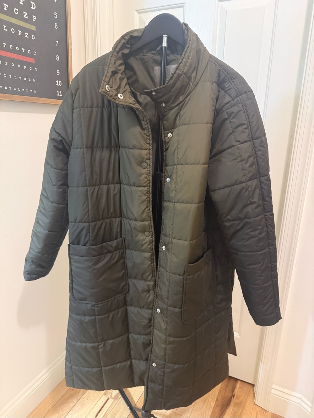 Maurices Olive Green Quilted Long Puffer Coat